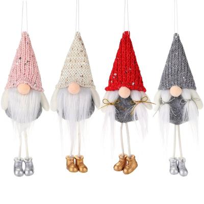 China Long Beard Christmas Ornament Christmast Shiny Hat Dolls Funny Santa Clause Doll Window Decoration for sale