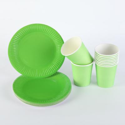 China Source Factory Eco-Friendly Custom Disposable Paper Dinner Plate Set Napkin Set Banquet and Banquet Dinner Plate Dinnerware Set for sale