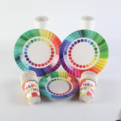 China High Quality Eco-friendly Clean Disposable Custom Brand Paper Plate Set Party Paper Cup Party Tableware Set for sale