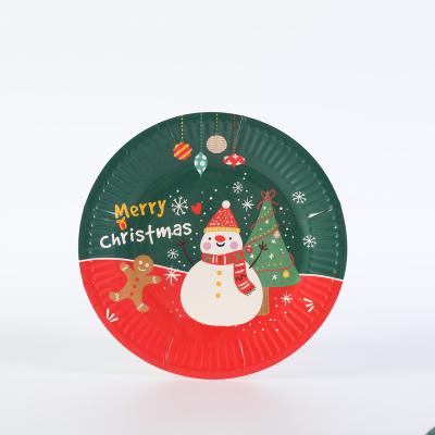 China Wholesale Christmas Gift Plate Eco-friendly Decorative Disposable Table Dish High Quality Paper Plate for sale