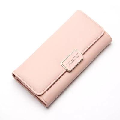 China New Fashionable Candy Color Long Style Women Pinch Large Capacity Card Holder Wallet for sale