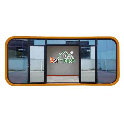 China 20ft Glass Prefab House apple hut container house office Galvanized Steel Frame for sale