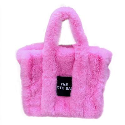 China PORTABLE Custom Design Fluffy Warmer Women's Faux Fur Velvet Tote Bag Fashion Large Capacity for sale