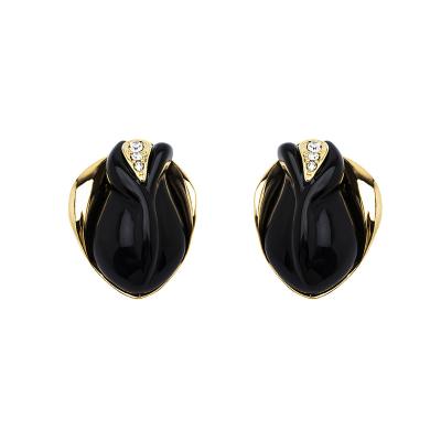 China Free Sample Vintage Retro Fascinating Tulip Non Tarnish Cute Vintage 18k Gold 925 Stud Earrings Zirconia Needle Stud Earrings for sale