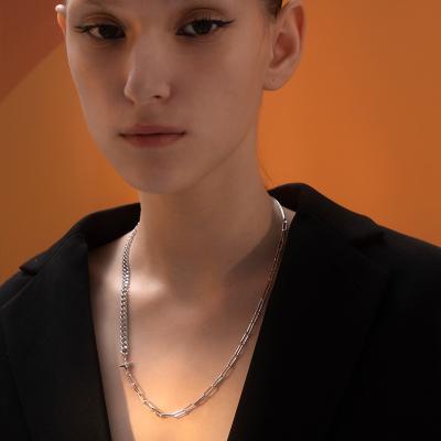 China Free Sample OOAK TRENDY Stargazing Special 2 Texture Half Limited Half Link Chain Necklaces - Rhodium Plated Gift Zodiac Brass Necklace for sale