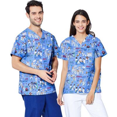 China Factory Comfortable Cheap Hospital Uniform Copy Scrubs Nurse Clothing With Comfortable Fabric 65% Polyester 35% Cotton Material Unisex for sale