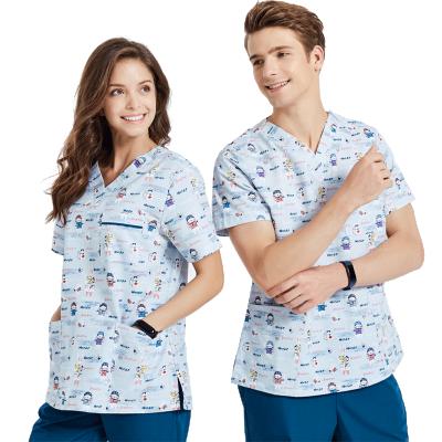 China 2021 Trends Wrinkle Resistant Nursing Uniform Color Lovely Scrubs Surgical Gown Nurse Uniform Hospital Medical Scrubs Uniform For Hospital Woven for sale