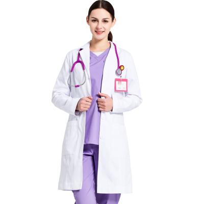 China Longevity Doctor Work Coat Doctor Lab Coat With Long White Sheath Cotton Polyester Material Scrubs Uniform Hospital Woven Unisex Support for sale