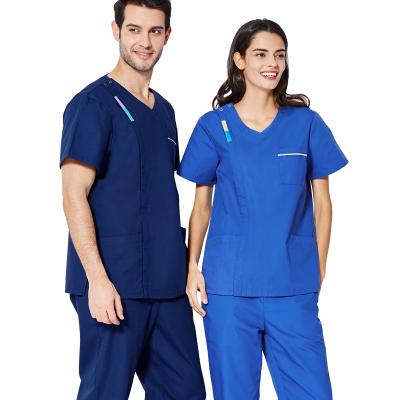 China Best Selling Hospital Product Hospital Surgical Scrubs Uniform Nurse Sets Navy Blue Polyester Cotton Scrubs Women & Men Spa & Dentales for sale