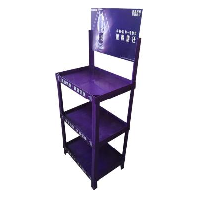 China Panton Single Sided Universal Color Easy Assemble 3 Shelf Light Duty Shelving Serving Drinks Water Oil Plastic Display Stand for sale