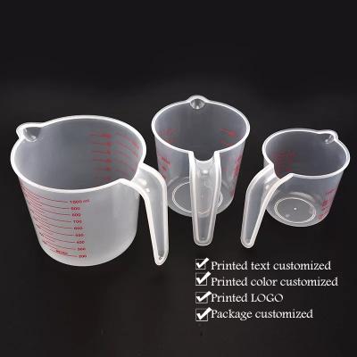 China DDP LOGO PP Viable Shipping Clear Measuring Jug Set 1000ml 500ml 250ml Plastic Measuring Cups For Super Markets Hospital Hotels for sale