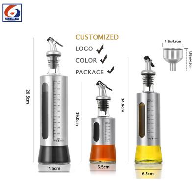 China HOT Amazon Stainless Steel Viable Container Kitchen Glass Bottles Oil Vinegar Bottle Seasoning Oil Dispenser for sale