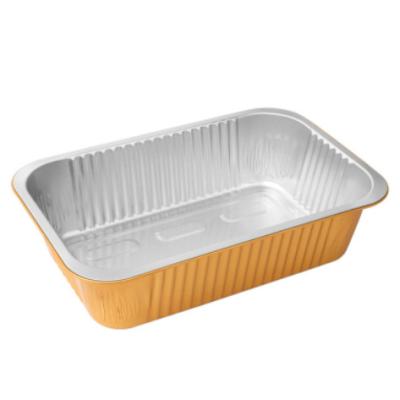 China Disposable Aluminum Take Out Food Trays With Lid Aluminum Pan Meal Wrapper Microwave Oven Smooth Wall For Aluminum Foil Container for sale