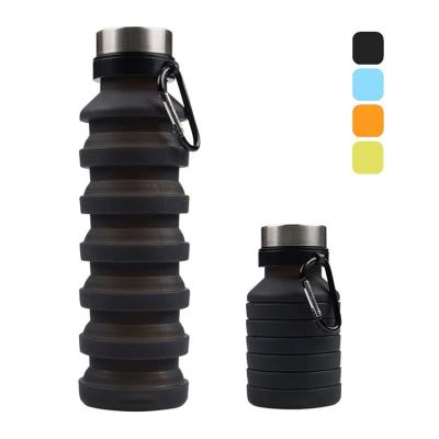 China HOT Viable Portable Collapsible Silicone Leak Proof Collapsible Sports Water Bottles Amazon Collapsible Water Bottle With Carabiner for sale