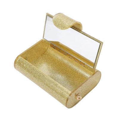 China Luxury Mini Sequined Acrylic Bags Cosmetic Case Mirror Chain Bag Evening Clutch Bag for sale