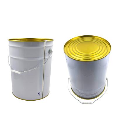 China Customizable 10L/15L/20L Oxidation Resistance 5 Gallon Empty Paint Bucket Tinplate Pail Steel Can Metal Can With Metal Handle Flower Lid for sale