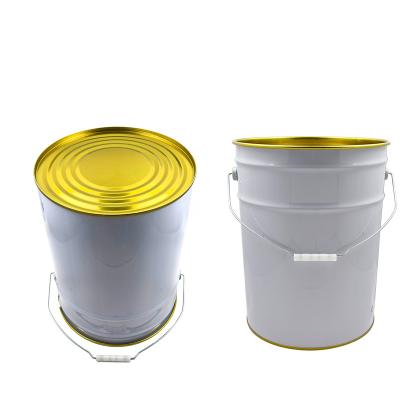 China Customizable 10L/15L/20L Oxidation Resistance 5 Gallon Empty Paint Bucket Tinplate Pail Steel Can Metal Can With Metal Handle Flower Lid for sale