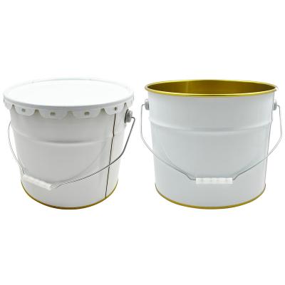 China Customizable 10L/15L/20L Oxidation Resistance 5 Gallon Empty Paint Bucket Tinplate Pail Steel Can Metal Can With Metal Handle Flower Lid for sale