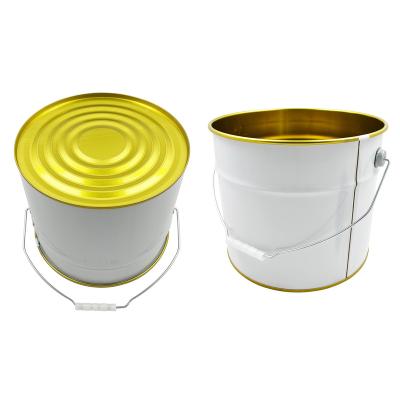 China Customizable 10L/15L/20L Oxidation Resistance 5 Gallon Empty Paint Bucket Tinplate Pail Steel Can Metal Can With Metal Handle Flower Lid for sale