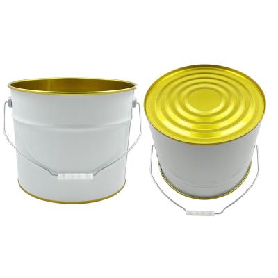 China Customizable 10L/15L/20L Oxidation Resistance 5 Gallon Empty Paint Bucket Tinplate Pail Steel Can Metal Can With Metal Handle Flower Lid for sale