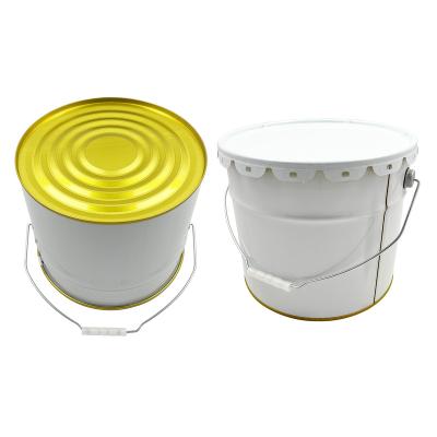 China Customizable 10L/15L/20L Oxidation Resistance 5 Gallon Empty Paint Bucket Tinplate Pail Steel Can Metal Can With Metal Handle Flower Lid for sale