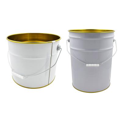 China Customizable 10L/15L/20L Oxidation Resistance 5 Gallon Empty Paint Bucket Tinplate Pail Steel Can Metal Can With Metal Handle Flower Lid for sale