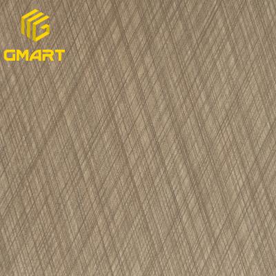 China Gmart New Design Non Self Adhesive Flakeboard Texture Sheet PVC Laminate Wood Laminate Roll Film For Furniture Melamine Papers Sheets for sale