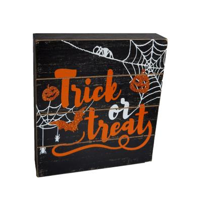 China Rustic Lots Of Factory Supply Halloween Home Decor Box Hot Selling Direct Sign - Trick Or Treat for sale