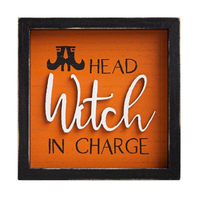 China Custom Wholesale Halloween Home Decor Inset Box Sign Head Witch From Responsible Country Manufacturer for sale