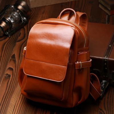 China Waterproof 2020 spring and summer leather handbags fashion oil wax leather women's backpack travel bag school style backpack ladies bag for sale