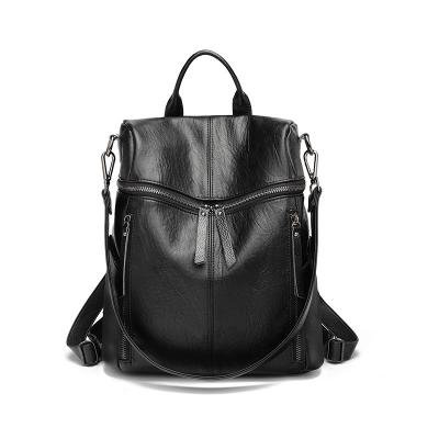 China Waterproof 2020 new fashionable Korean backpack fashion all-match soft leather cowhide leather backpack school bag female dual-use bag for sale