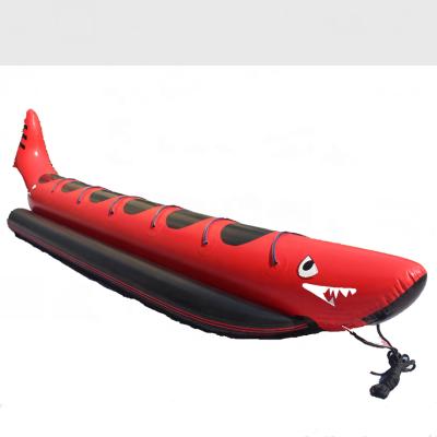 China Water Floating Entertainment Customized Red Inflatable Fish Water Shark Summer Fly Towable Banana Boat Sled For 6 Person For Sale for sale