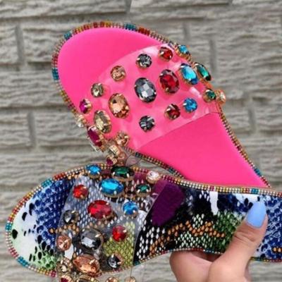 China New MLKL Slippers Large Size Women's Sandals Color Diamond Slip-On Flip Flop for sale