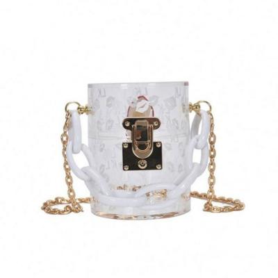 China Graffiti handbag acrylic handbag l bag 2021 summer new design pearl chains shoulder jelly handbags women for girl purses for sale