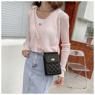 China Fashion High Quality Girls Cross - Body Hand Cell Phone Bags Black White Ladies Cross Body Women Sling Shoulder Bag for sale