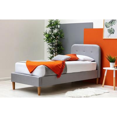 China Durable Wholesale Modern Furniture Fabric Dorm King Queen Double Bed Frame With Slat for sale