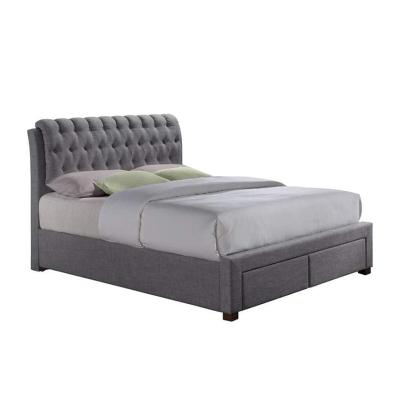 China Other Nordic Luxury Modern Platform Leg Fabric King Queen Size Double Solid Wood Bed for sale