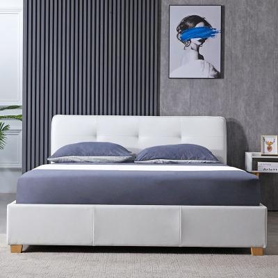 China Vintage Modern Headboard For Frame Queen Bed Upholstered Leather Platform Bed for sale