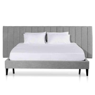 China Durable Nordic Design Furniture Bedroom Unique Fabric Bed With Big Headboard for sale