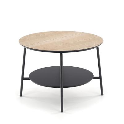 China MDF Coffee Table Factory Price Office Round Metal Frame Two Layers Center Coffee Table Round MDF Storage for sale