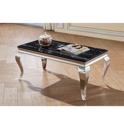 China New Modern Design Stainless Steel Legs Marble Top Coffee Tables Black Marble Tea Top Coffee Table Living Room Furniture for sale