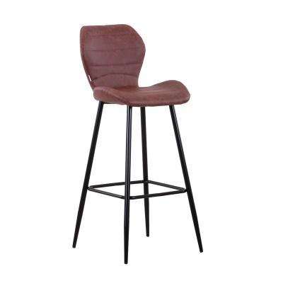 China Modern Hot Sale High Kitchen Beauty Sneaks PU Leather Bar Chairs With Metal Legs for sale