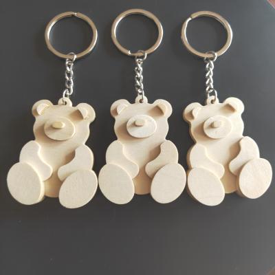 China China Stand Ring Bear Shape 3D Key Chain Wooden Ring Circle Wood Key Chain Looms for sale