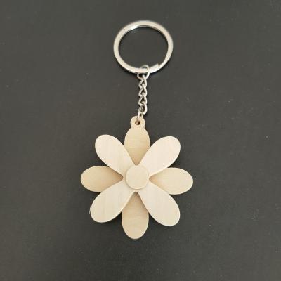 China China Stand Ring Flower Shape 3D Flower Shape Key Chain Ring Wooden Circle Circle Wooden Key Looms for sale