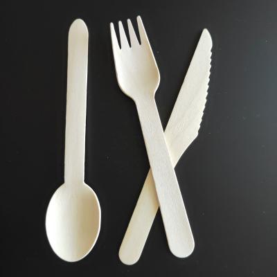 China Eco-friendly disposable wooden cutlery cutlery set includes premium quality birch wood cutlery set of forks knives and spoons for sale