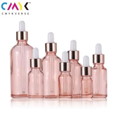 China 5ML 10ml 15m 30ml 50ml 100ml Amber Pink White Essence Glass Cosmetic Professional Custom Bottle Packaging With Dropper Packing Bottle for sale