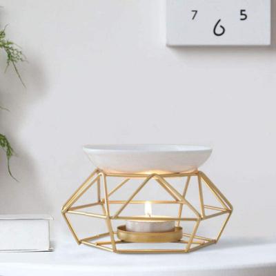 China Wholesale Home Gold Ceramic Modern Wax Holde Tealight Decoration Metal Candle Warmer Warmer Candle Warmer for sale