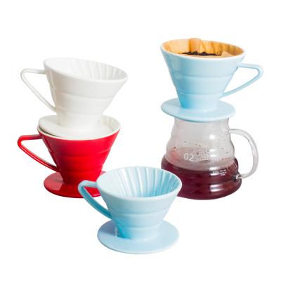 China Viable Coffee Set Custom Ceramic Coffee Filter Mug Multicolor Coffee v60 Spill Over Spout for sale