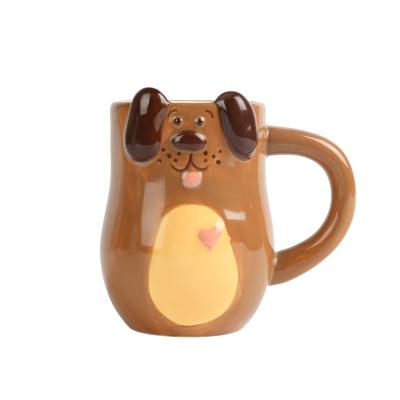 China Custom 3D Viable Cute Animal Cats And Dogs Ceramic Mug Made In China Personalized Ceramic Mug Material for sale