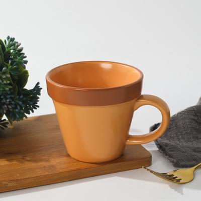 China Wholesale ceramic potting cup clay flower pot terrocotta ceramic coffee mug viable good quality for sale